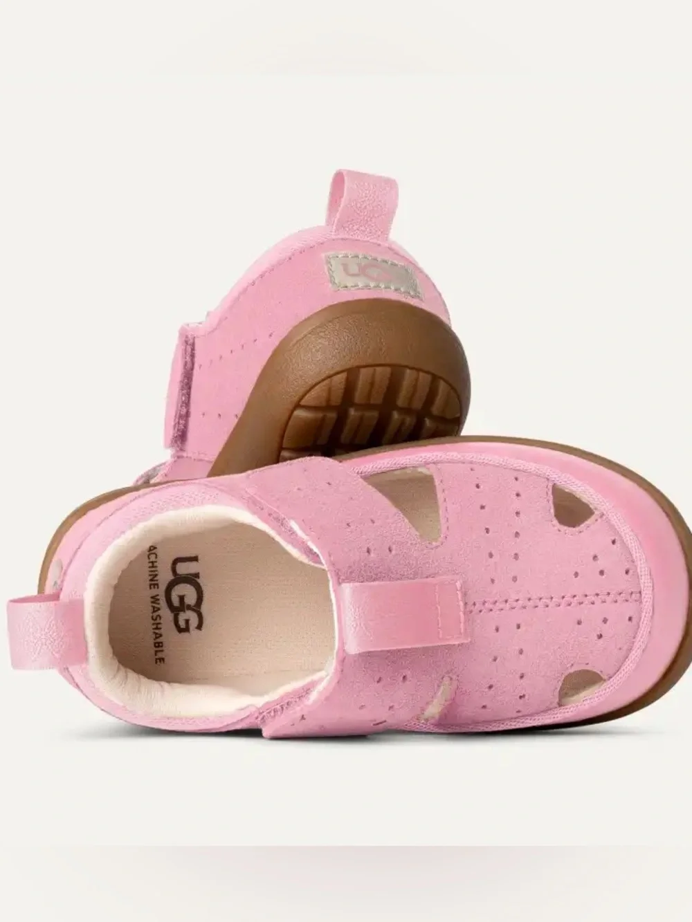 UGG Kids Pink Hook-and-Loop Closed-Toe Sandals